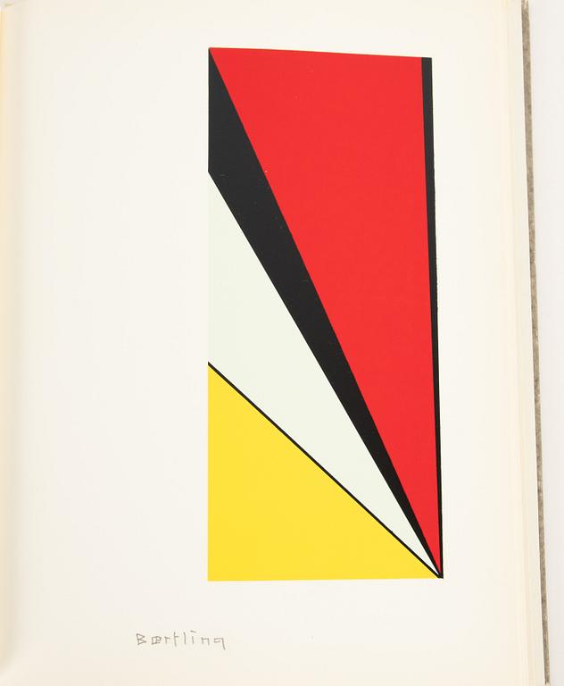 Olle Baertling, färgserigrafi, signerad i bok, "Teckning, Måleri, Grafik", Per Bjurström, 1956.