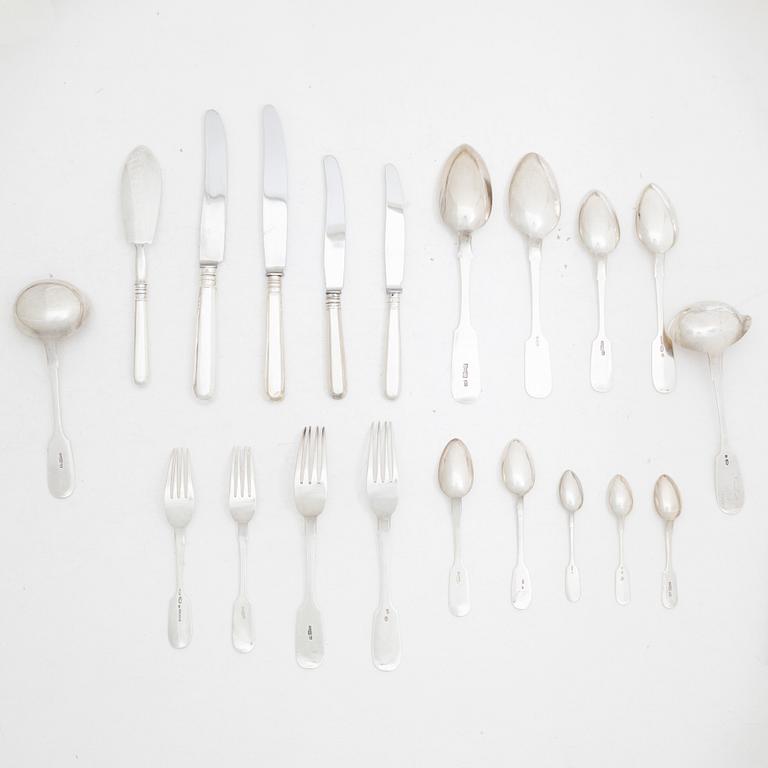 A silver cutlery set, Russia and Estonia, 19th-20th century, including Moscow 1879, St Petersburg 1890 (98 pieces).