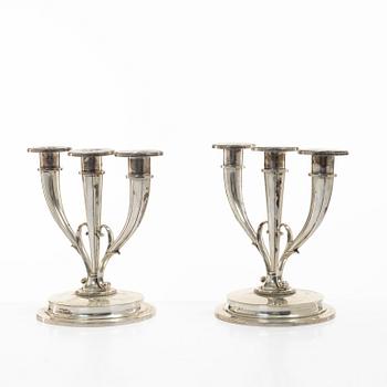 Candelabra, a pair, silver, A Frisch, Norway, first half of the 20th century.