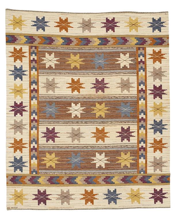 Märta Måås-Fjetterström, a carpet, "Höstmattan", flat weave, ca 287,5-293,5 x 237,5-240 cm, signed AB MMF.