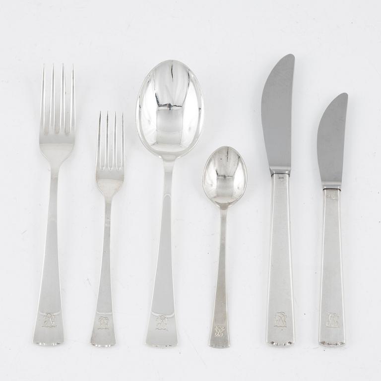 A Swedish silver cutlery set, model 'Diana', 36 pieces, marks of CG Hallberg and GAB, Stockholm 1950s and 60s.