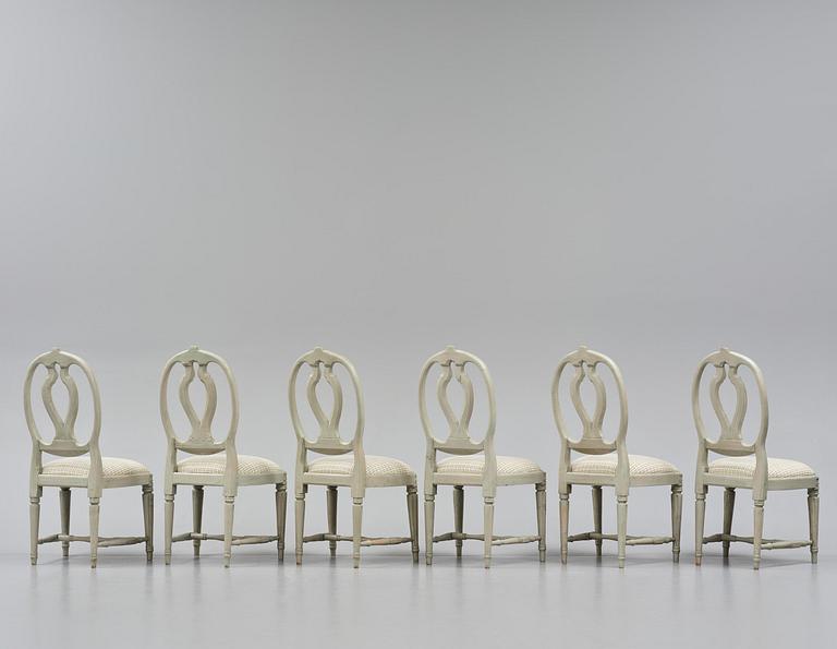 A set of six Gustavian chairs by J. E. Höglander (master in Stockholm 1777-1813).