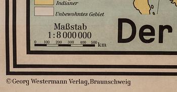 SKOLKARTA. "Amerika" politiska historia. Tyskland 1972.