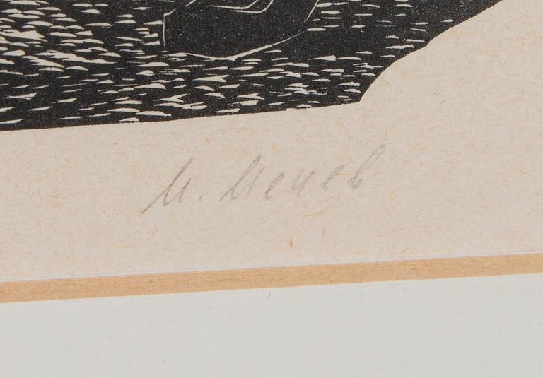 MUD MARIEVICH MECHEV, träsnitt, signerad.