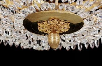 A Swedish Empire first halft 19th Century seven-light chandelier.