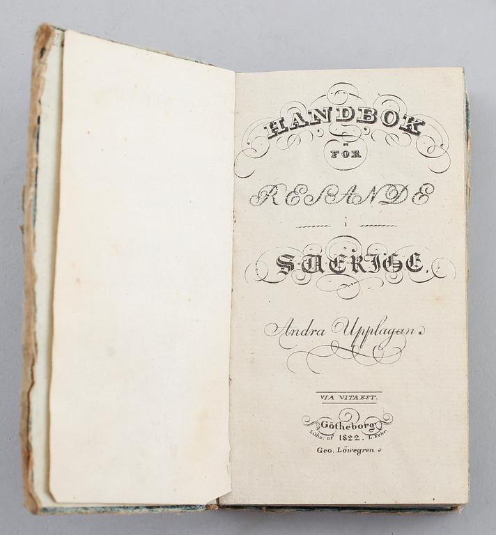 BOK: Handbok för Resande i Sverige, Geo Löwegrens Boktryckeri, Göteborg 1820.