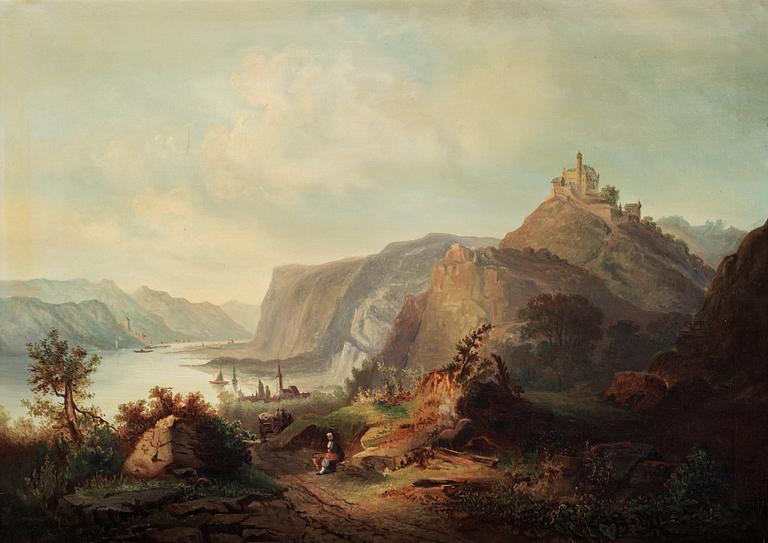 Hilda Lindgren (Brusewitz), Italian landscape from Via Appia with St. Peter's Basilica and landscape with a castle in the distance.