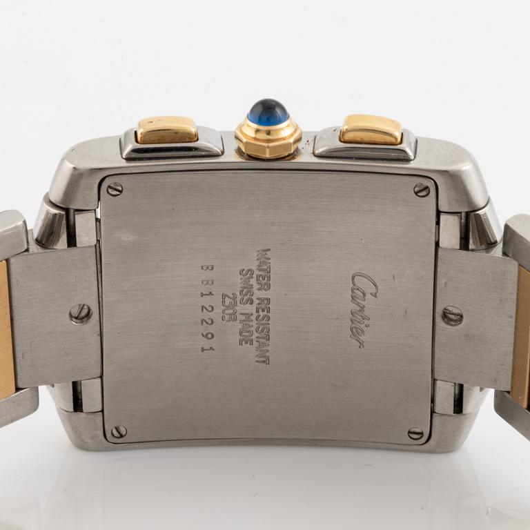 Cartier, Tank Francaise, chronograph, wristwatch, 28 x 28 (36) mm.