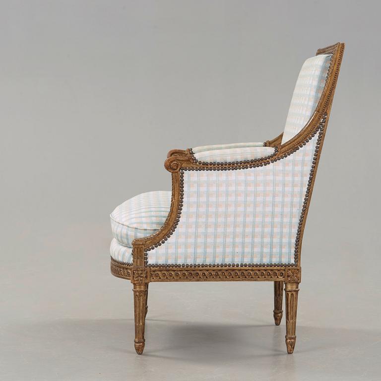 FÅTÖLJ SK BERGÈRE.  Frankrike, 1700-talets slut. Louis XVI.