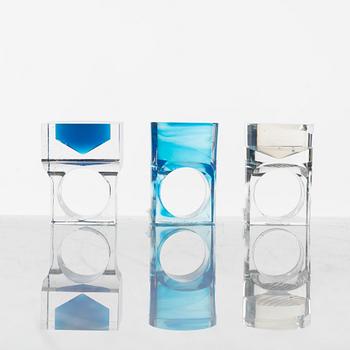 Siv Lagerström, three acrylic plastic rings, 1970s.