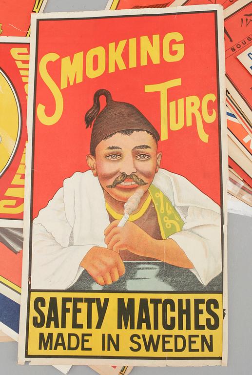 PARTI REKLAMAFFISCHER FÖR TÄNDSTICKOR, 1900-talets första hälft.