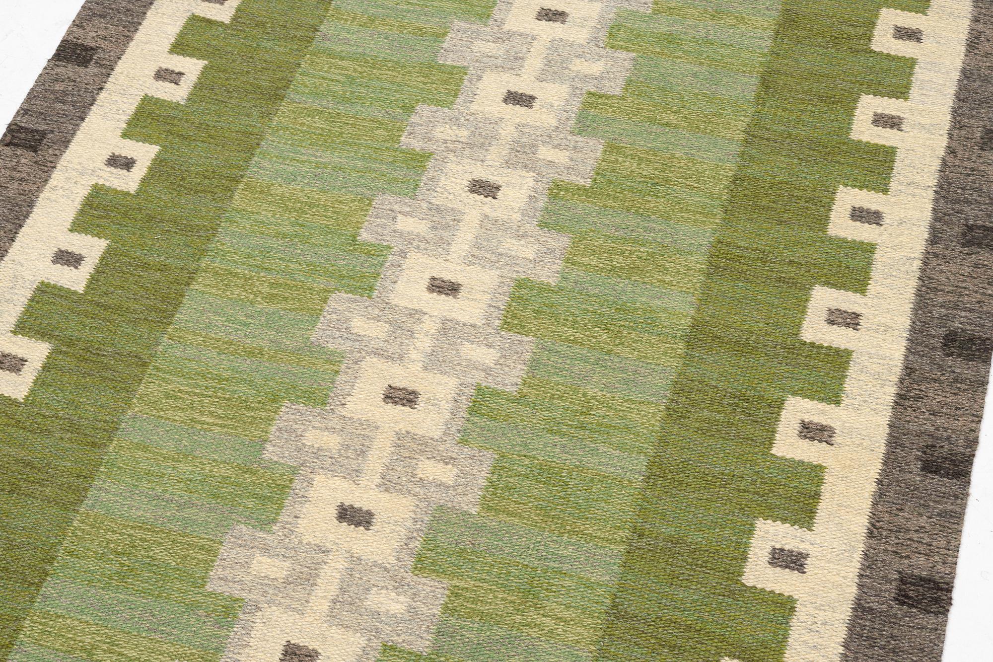 Aina Kånge, a flat weave runner, c 340 x 140 cm, signed AK.