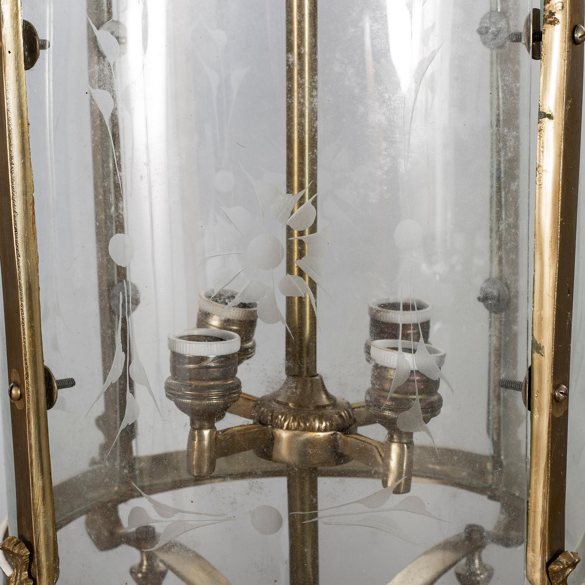 A gothic style ceiling light.