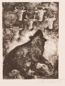 MATTI VISANTI, litografier, 3 st, signerade och i plåten daterade 1940.