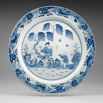 369. A large blue and white charger, Qing dynasty, Qianlong (1736-95).