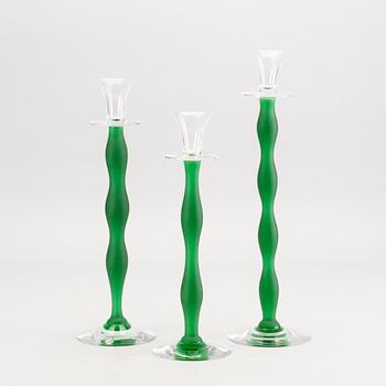 ANNE NILSSON ljusstakar 3 st "Celeste"  Orrefors sent 1900-tal glas.