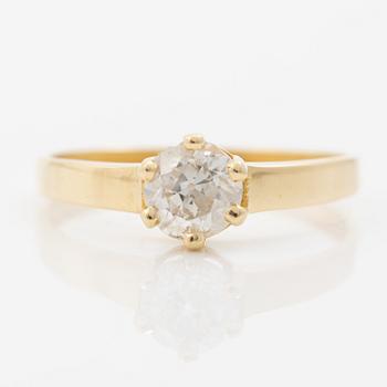 18K gold ring with an old-cut diamond.