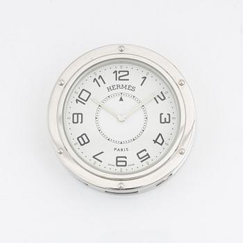 Hermès, a stainless steel 'Clipper alarm clock'.