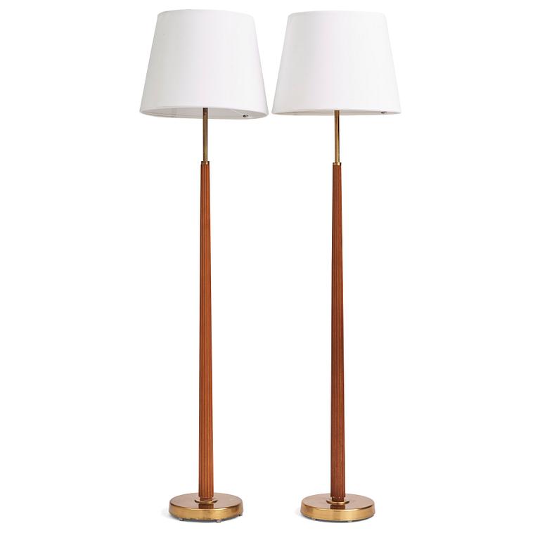 Hans Bergström, a pair of floor lamps model "522", ateljé Lyktan, Åhus 1950s.