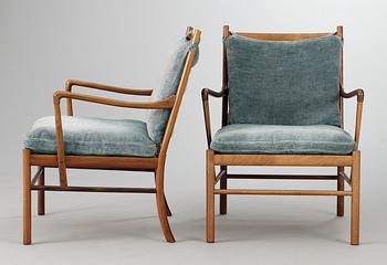 A pair of Ole Wanscher palisander 'Colonial Chairs' by Poul Jeppesen, Denmark.