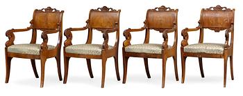 100. Four late Empire probably Baltic armchairs.