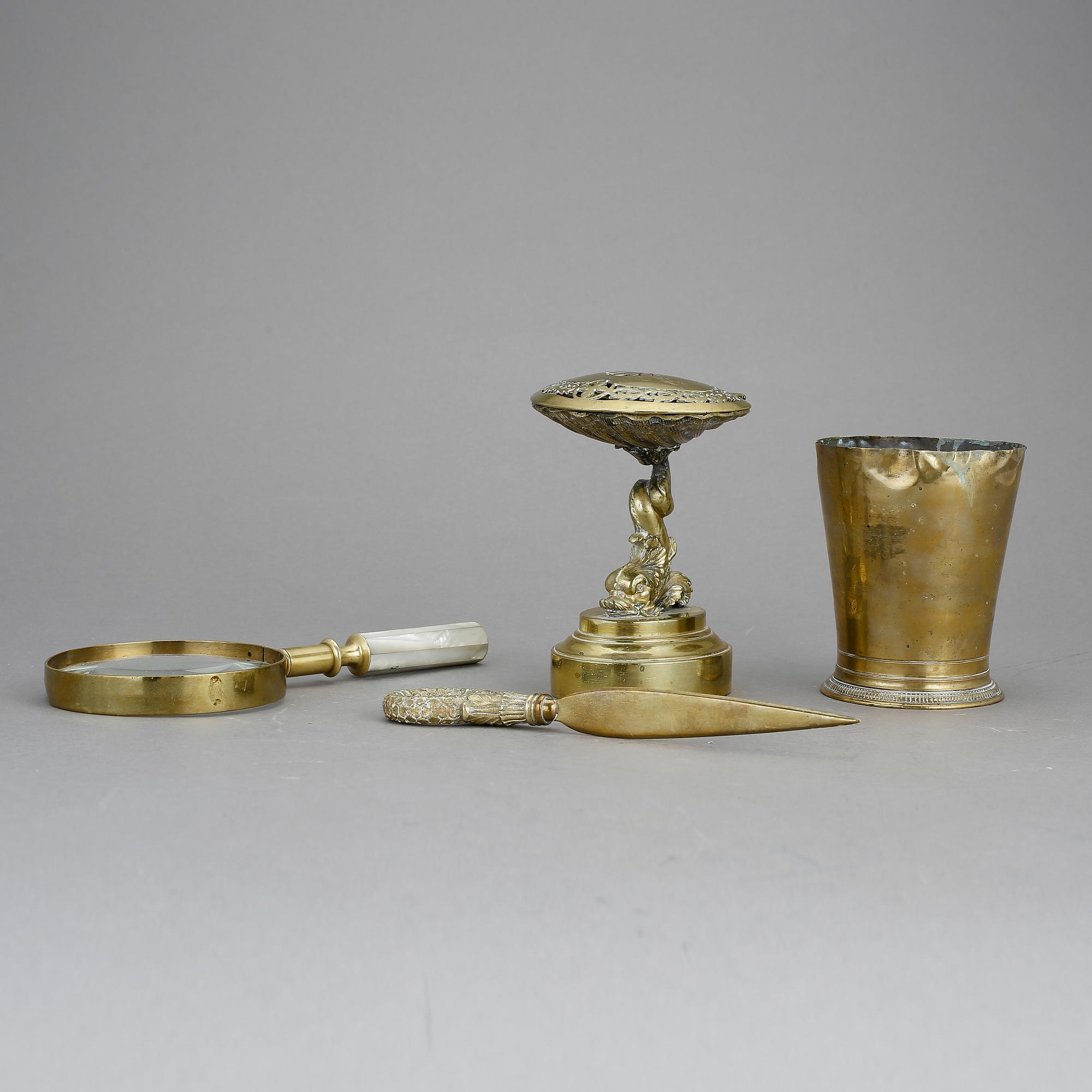 PARTI DIVERSE, 4 delar, mässing, 1800-1900-tal.