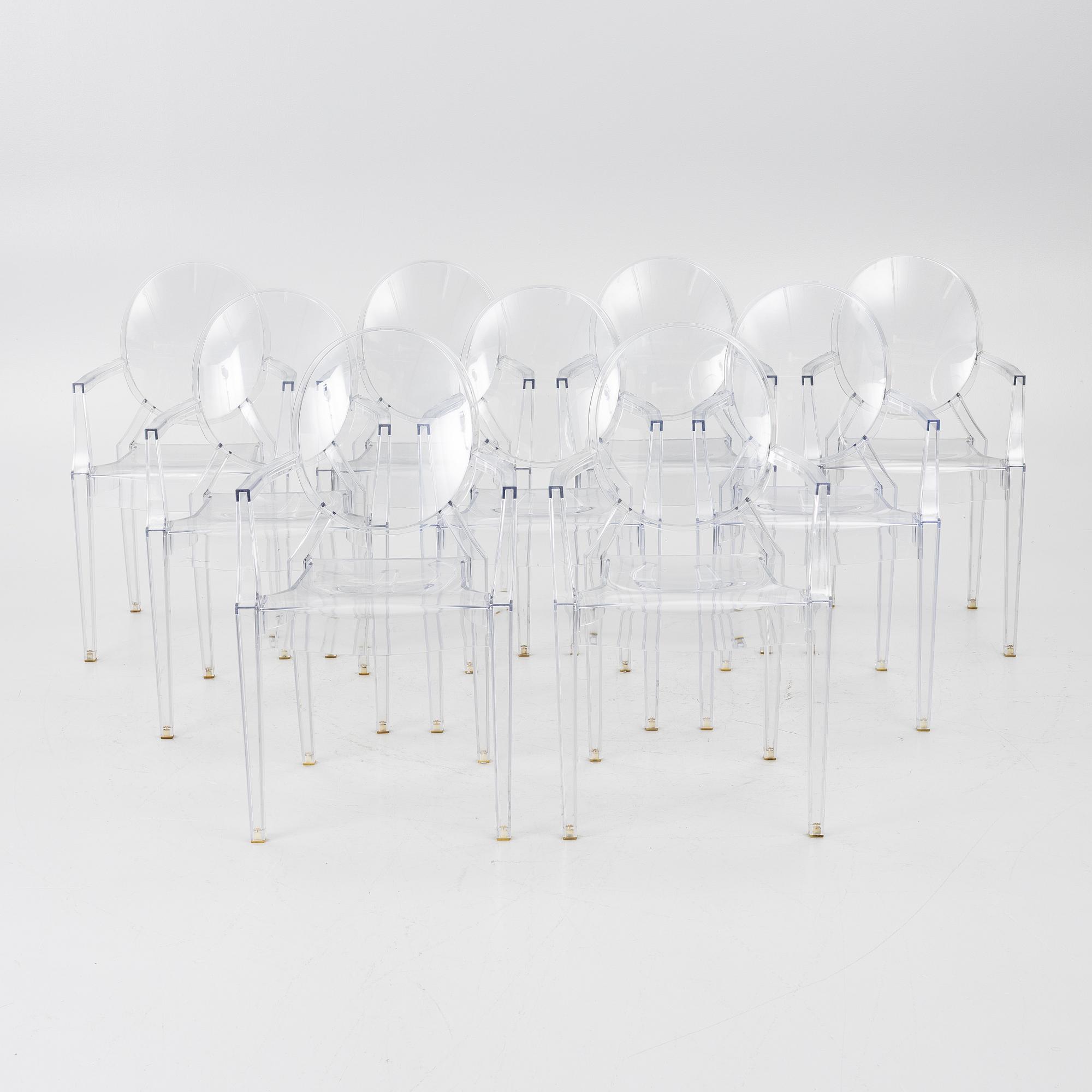 Philippe Starck, 9 armchairs, “Louis Ghost”, Kartell.