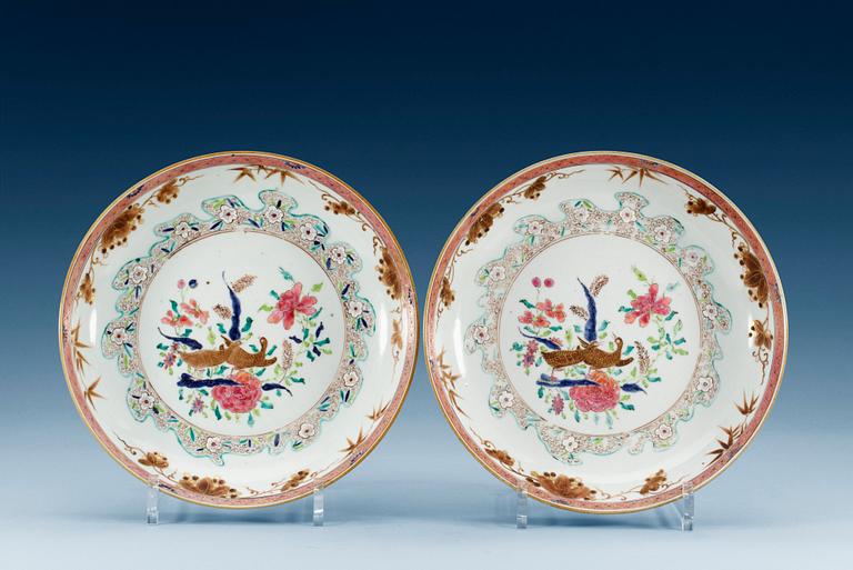 A pair of famille rose dishes, Qing dynasty, Yongzheng (1723-35). (2).