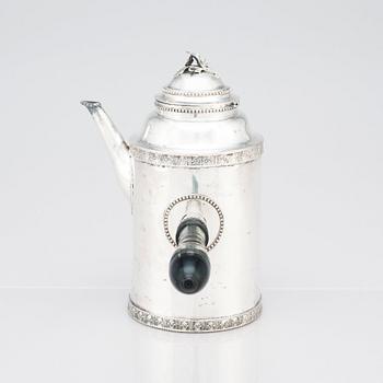 Samuel Lyberg, kaffekanna, silver, Borås 1779-1834. Gustaviansk.