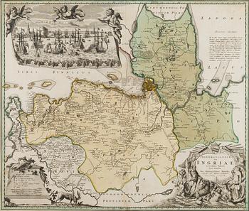 A MAP, (Ingriae) Ryssland/Balticum, Homanns arvingar, daterad 1734.