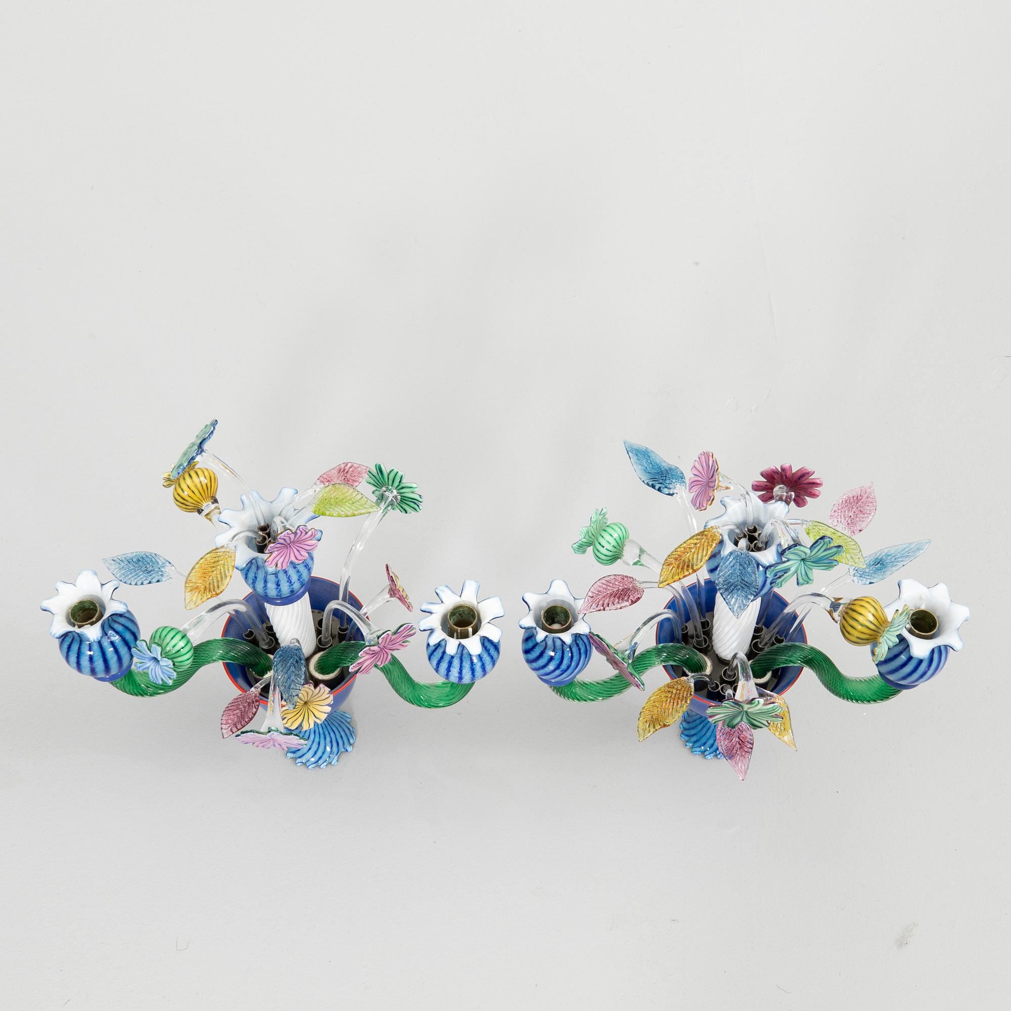 Jonas Rooth, Vägglampetter, ett par, glas, egen ateljé, 1990-tal.