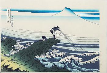 Katsushika Hokusai, efter, fyra träsnitt, 1900-talets senare del.