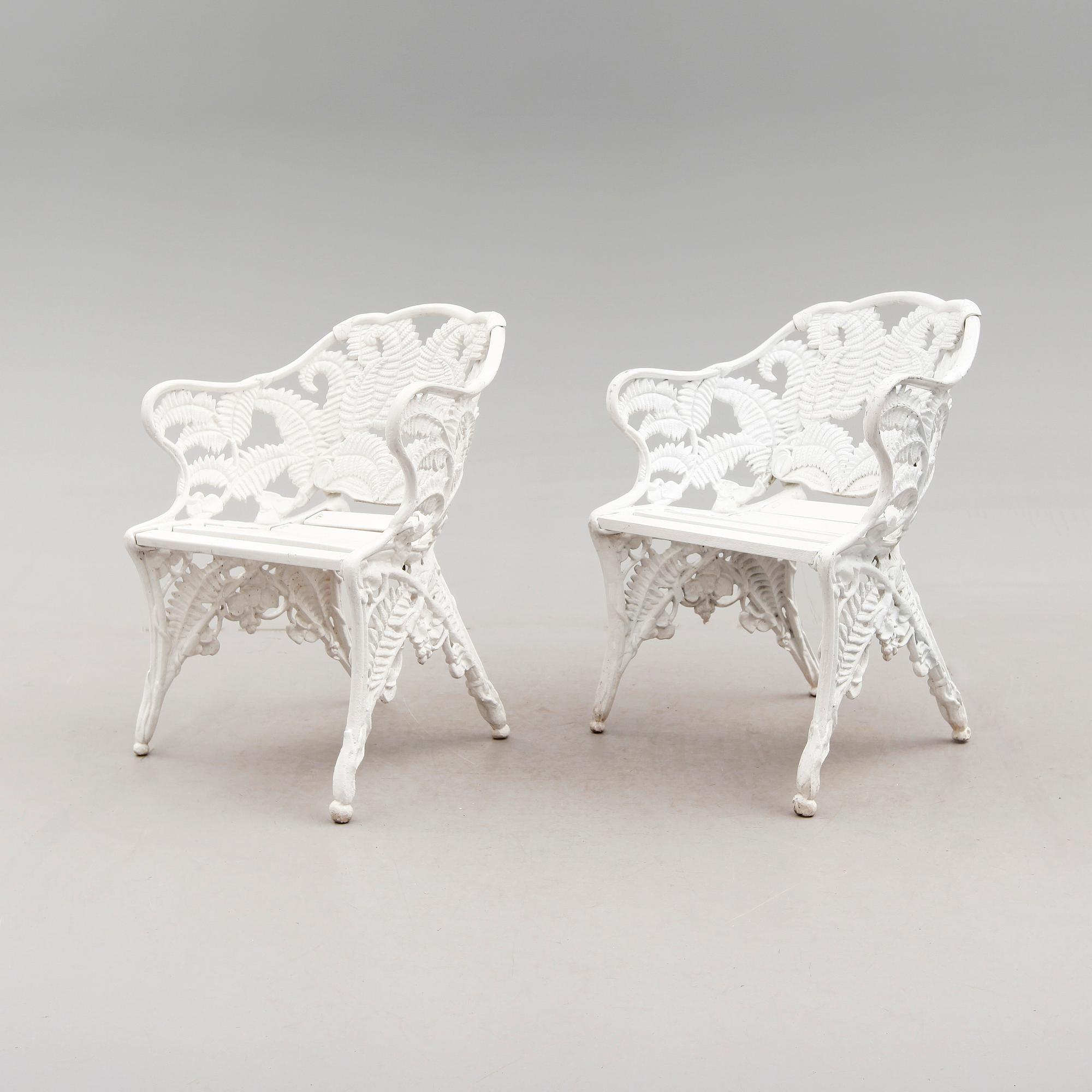 TRÄDGÅRDSSTOLAR, 1 par, Melins, Anderstorp, 1900-talets andra hälft.