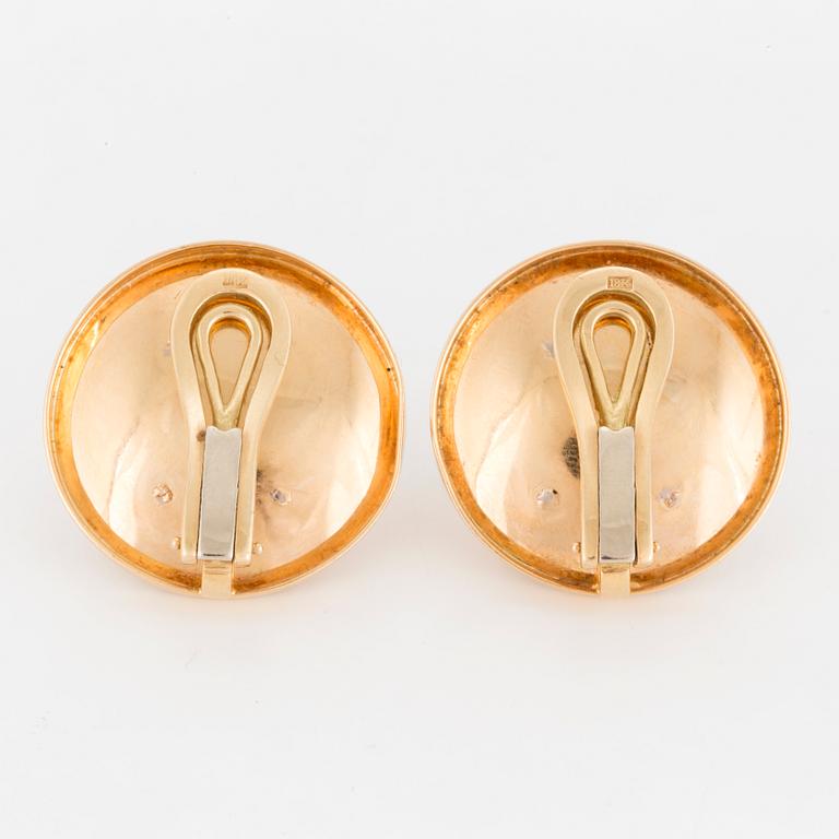 EAR CLIPS, one pair, 18K gold and white gold with cultured South Sea pearls.