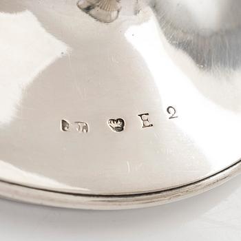 A lidded silver sugar bowl, maker's mark of Johan Imberg, Oulu, Finland 1838.