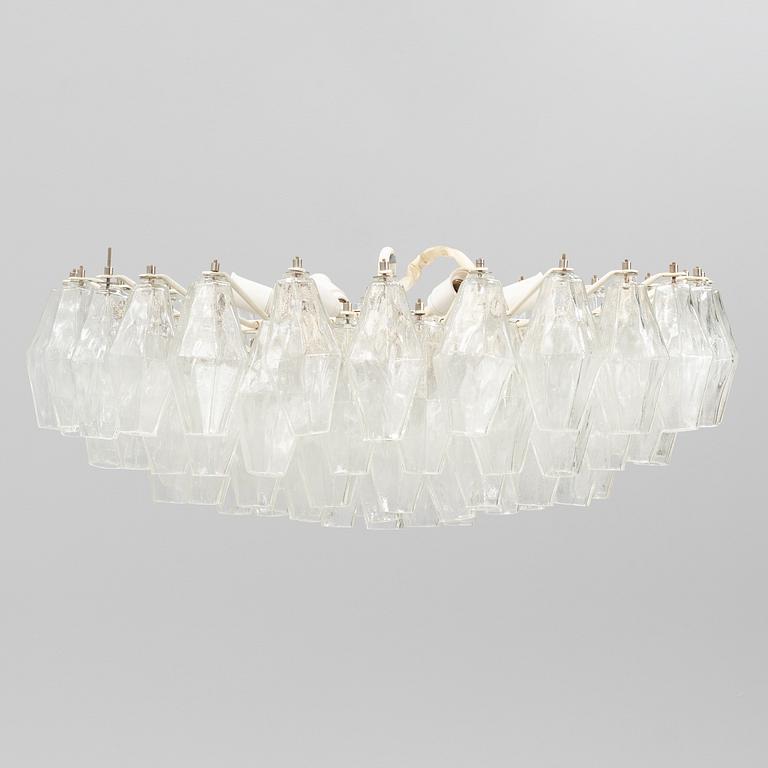 Carlo Scarpa, a 'Polyhedra' nine-light chandelier from Venini, Murano, 1950's/60's.
