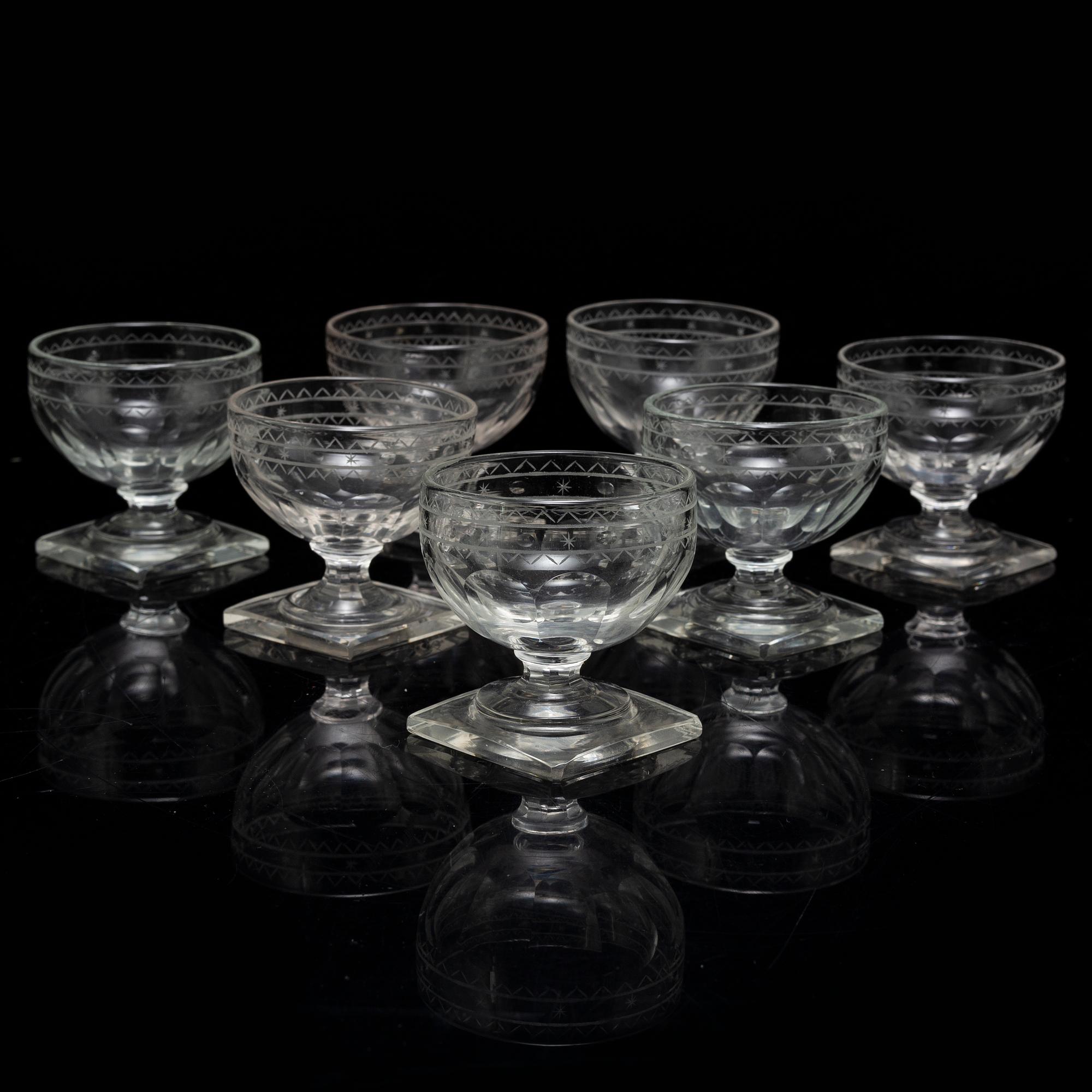 Starkvinsglas, 7 st, 1900-tal. Louis XVI-stil.