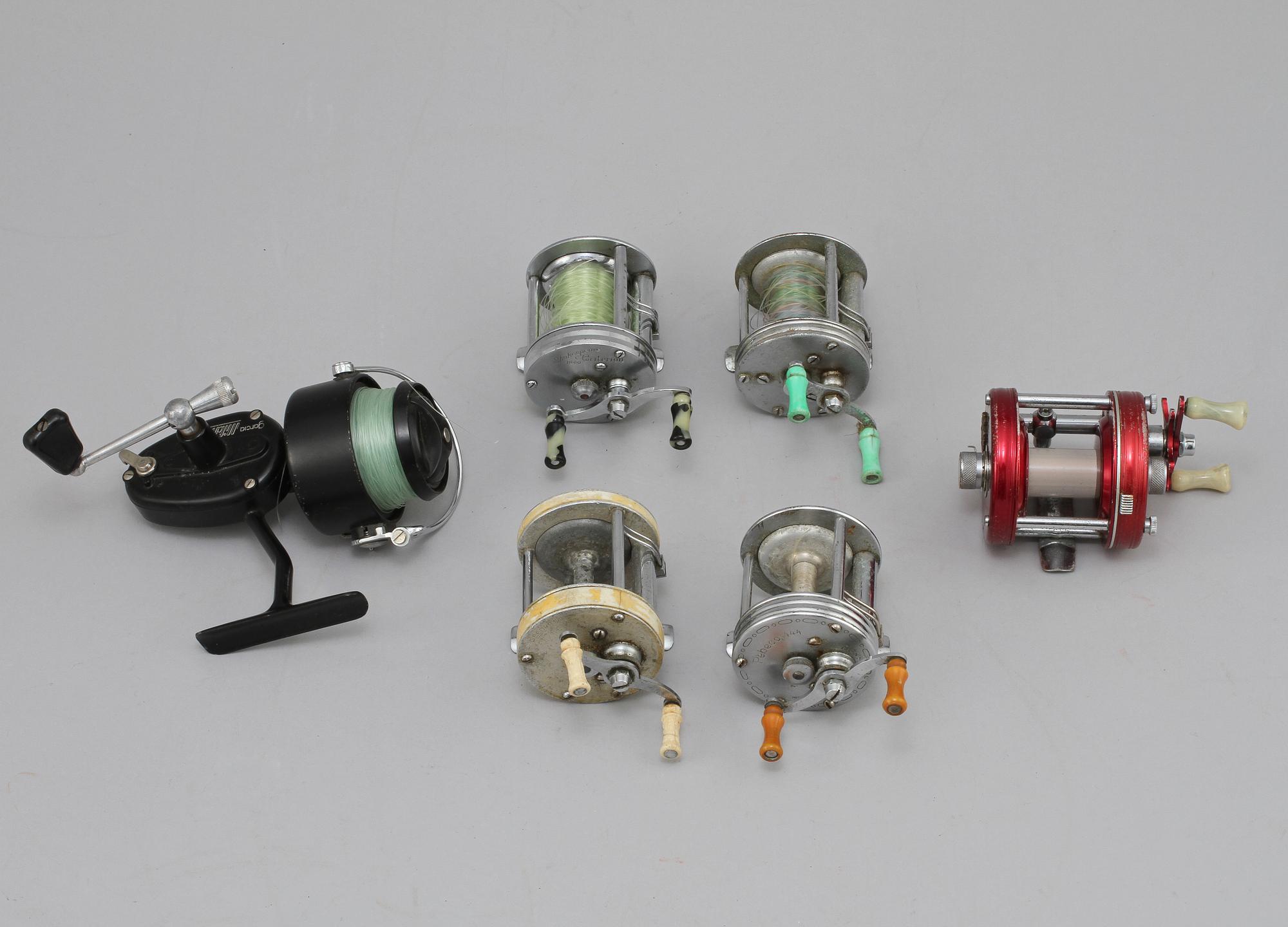 FISKERULLAR, 6 st, bl a Ambassadeur, mestadels Sverige, 1900-tal.