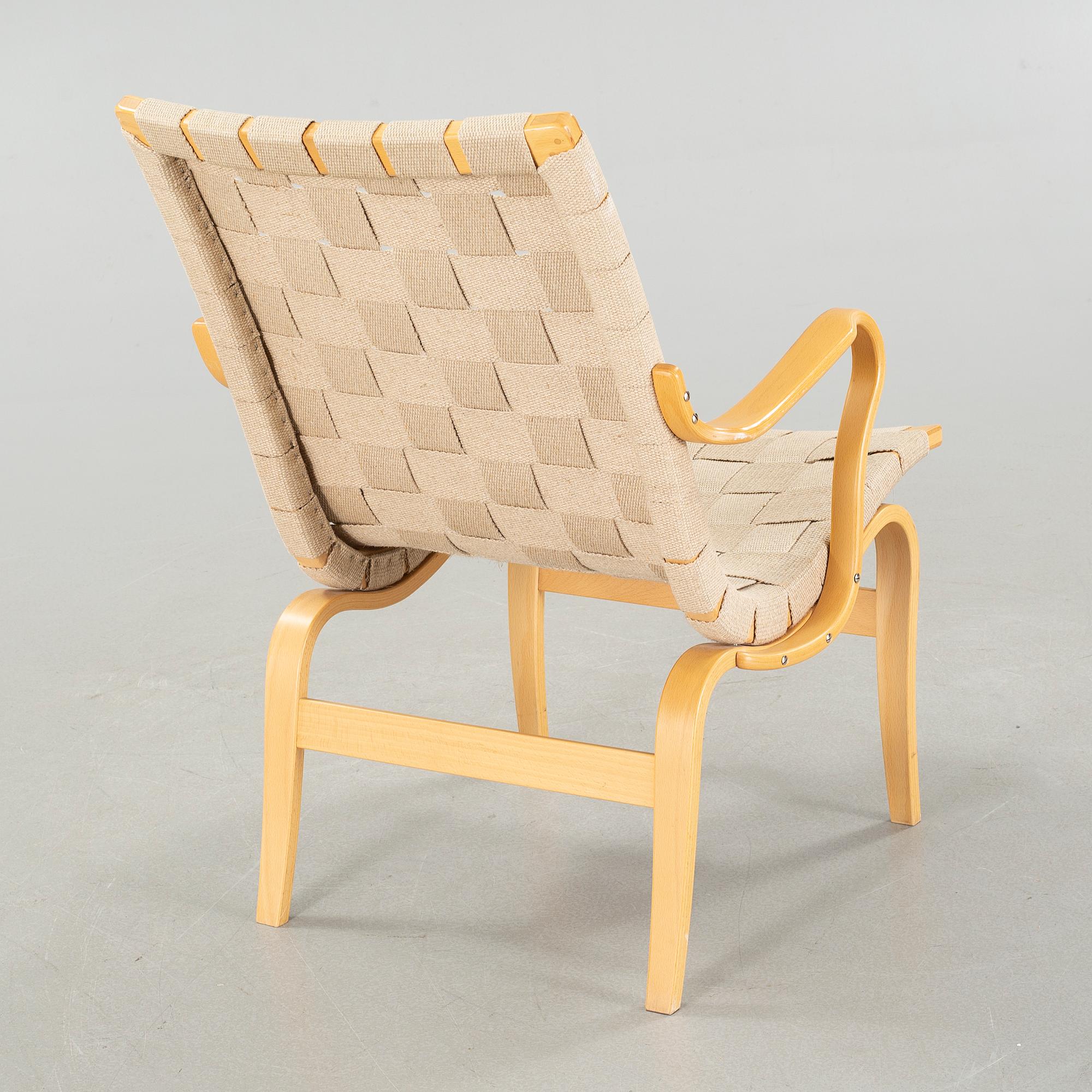 A late 20th century armchair by Bruno Mathsson, named "Eva".
