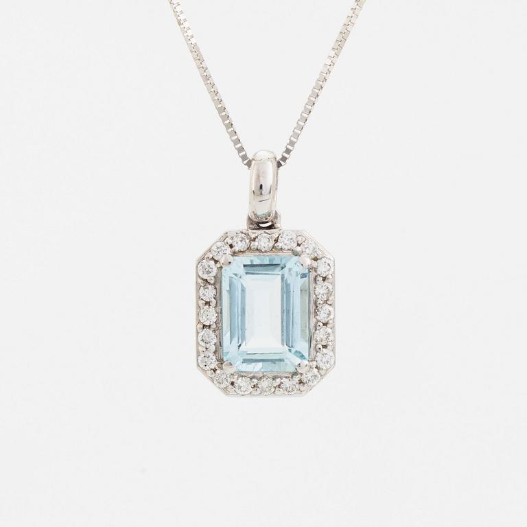 Collier med akvamarin och diamanter.
