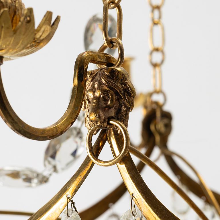 Ljuskrona, för fyra ljus, Stockholmsarbete, 1700-talets slut, Sengustaviansk.