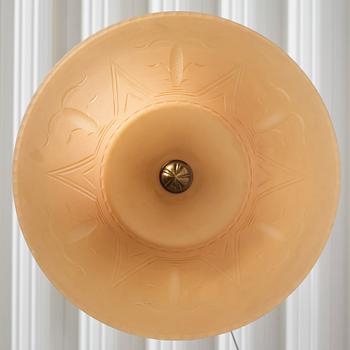 Edward Hald, & Erik Tidstrand, a ceiling lamp, Orrefors & Nordiska Kompaniet, 1920s-30s.