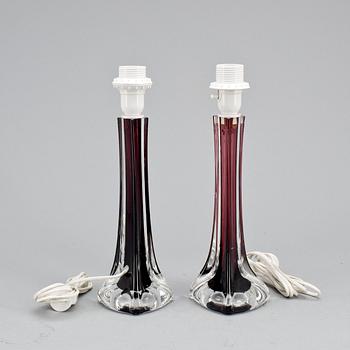 BORDSARMATURER, ett par, glas, Flygsfors, 1900-talets andra hälft.