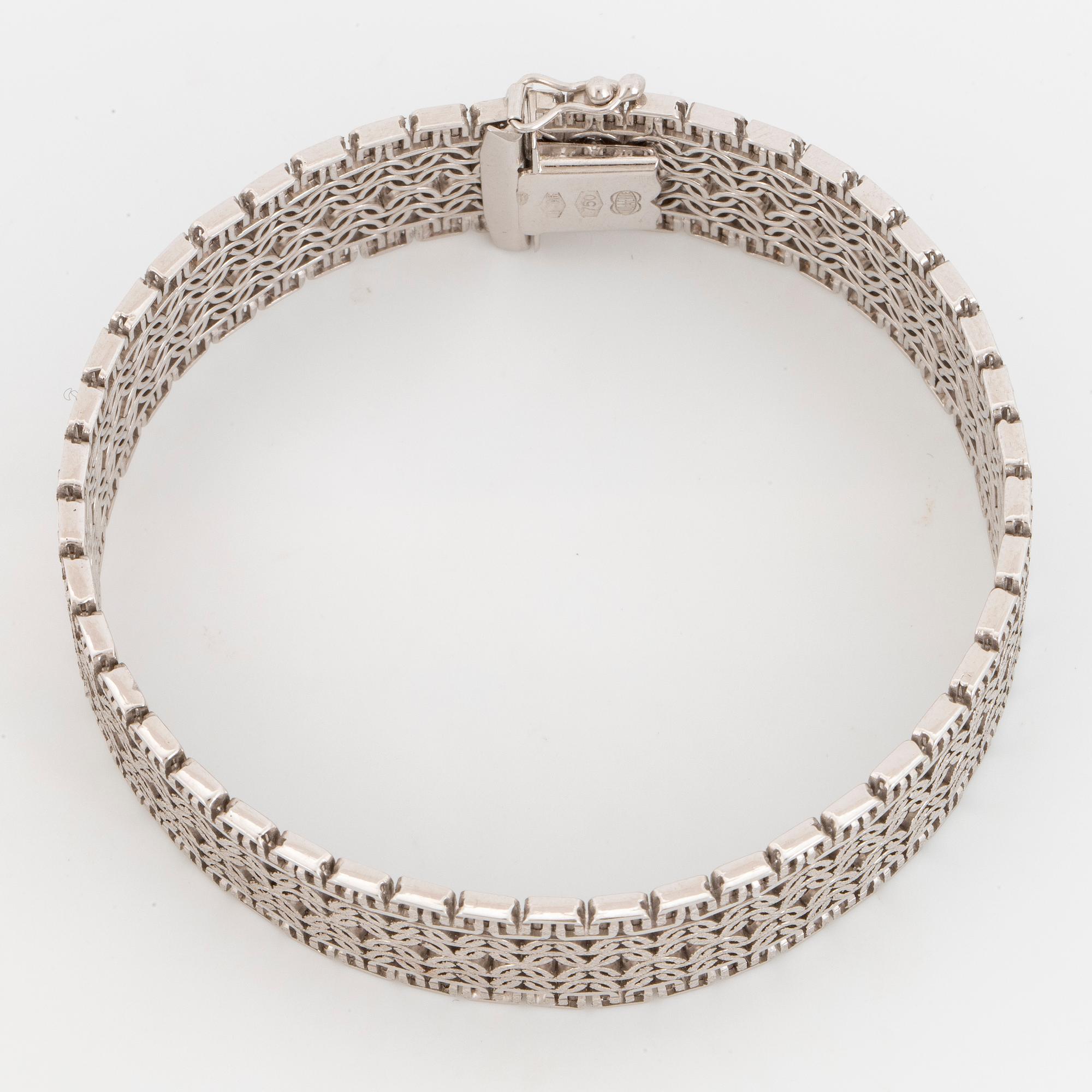 ARMBAND, 18K vitguld, fantasilänk, Uno A Erre, Italien.