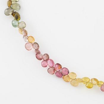 Necklace, with multi-coloured tourmalines, clasp in 14K gold.