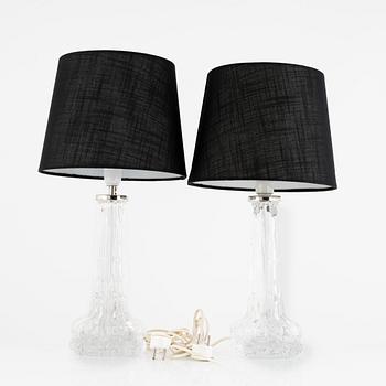 Carl Fagerlund, a pair of table lamps, Orrefors.