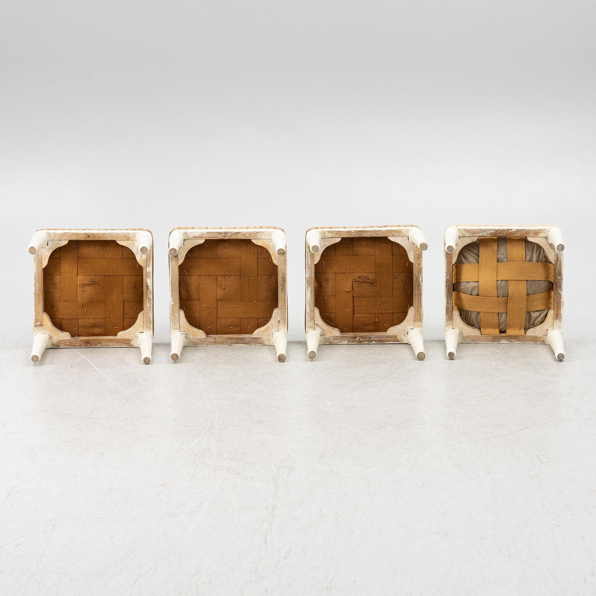 A set of four Gustavian stools, early 19th century.