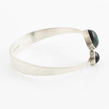 Gussi, bracelet, silver with green stones, Malmö 1965.