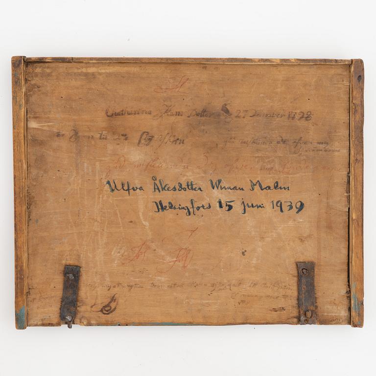 A provincial Swedish painted wooden box, late 18th Century, dated 1798, presumably Jämtland.