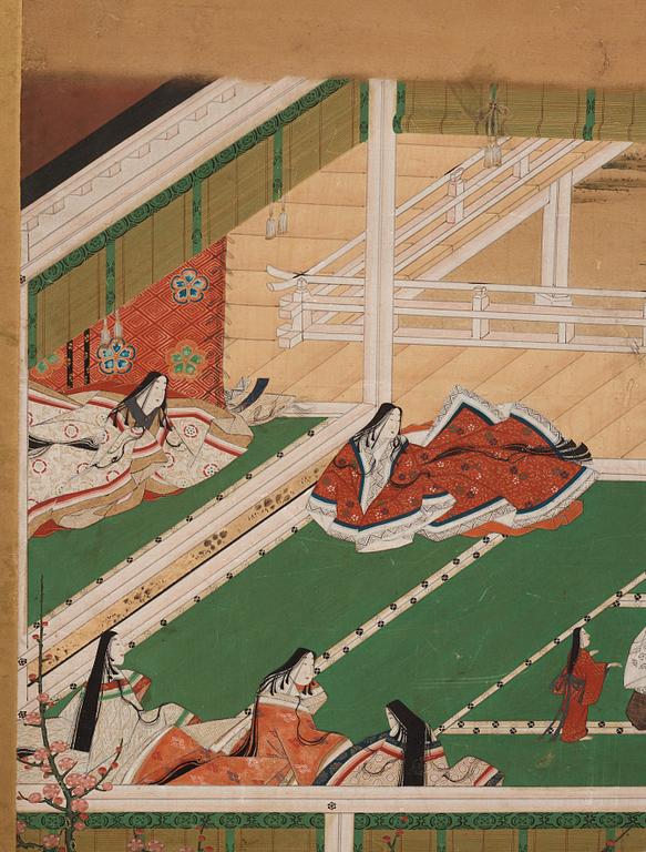 Japansk sexdelad vikskärm, Edo perioden (1603-1868).